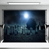 Aperturee - Night Tombstone Moon Horror Halloween Photo Backdrop